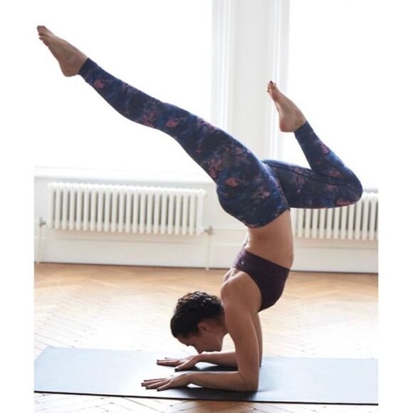 Lululemon Wunder Under Leggings Luon Pant Floral Moody Mirage Pink Navy‎ Blue 6 - Picture 1 of 11